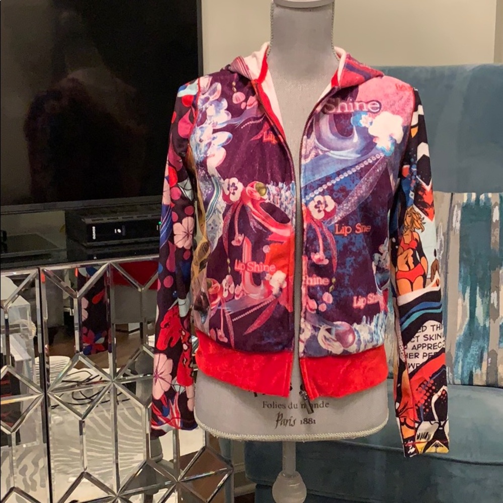 Custo Barcelona patterned zippered hoodie size 2